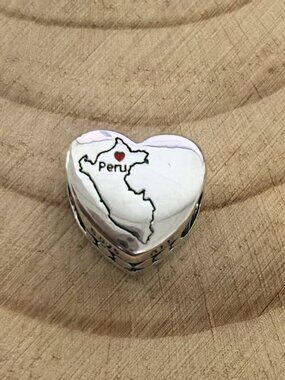 Pandora Peru Exclusive Travel Heart Charm Pendant, S925 Silver Jewelry